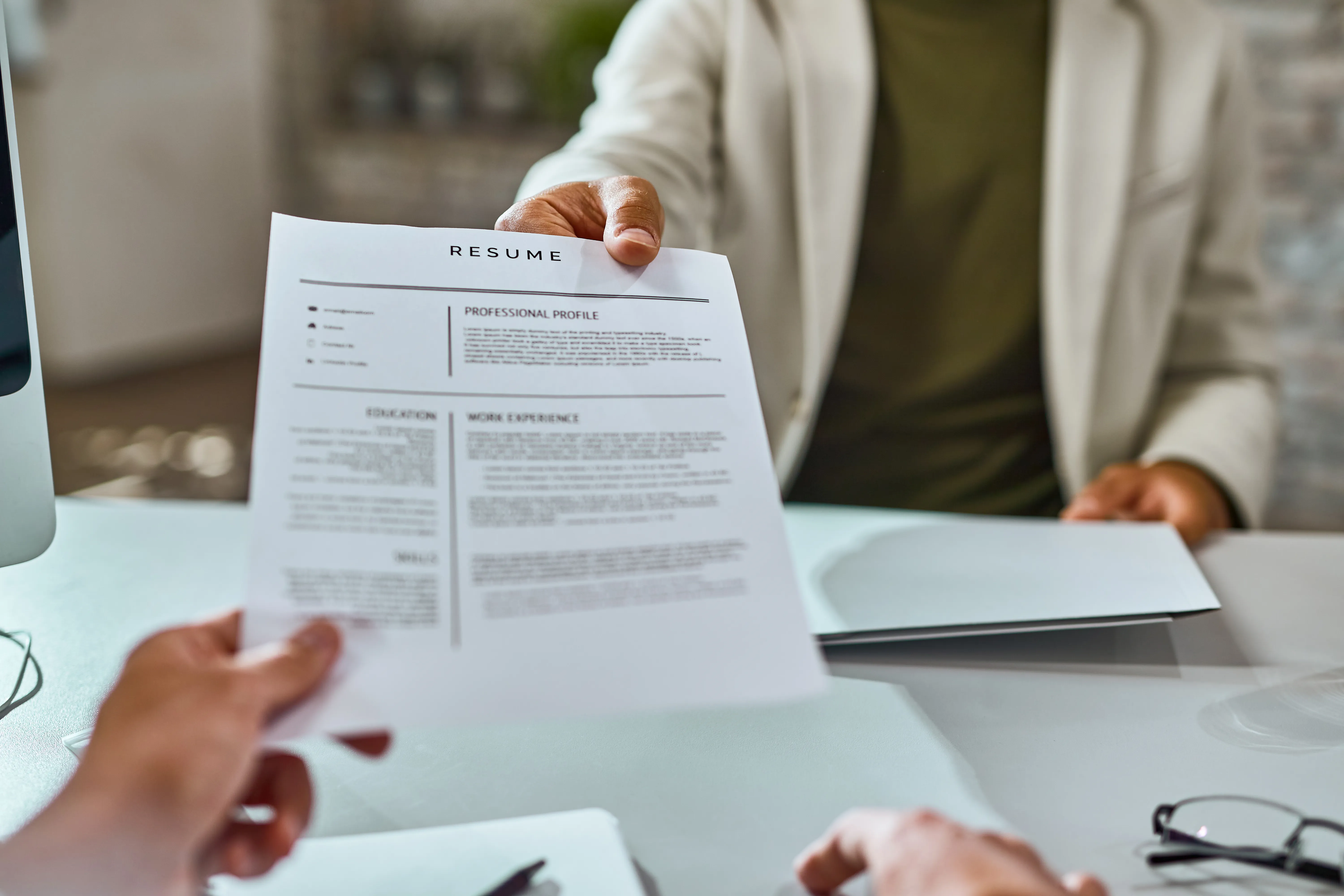 Handing over a professionally drafted CV